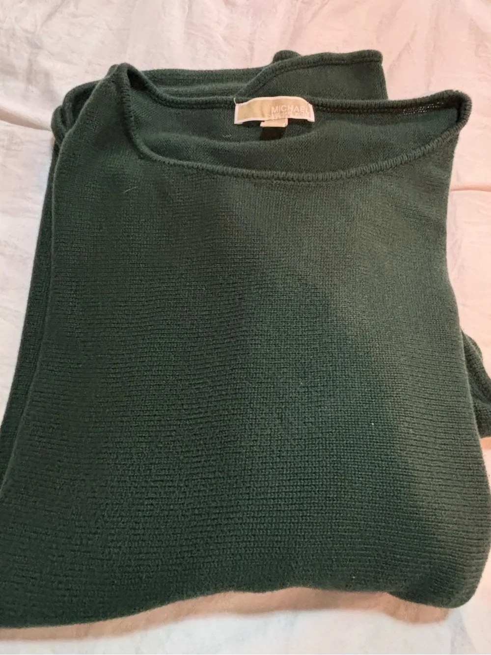 Michael Michael Kors Green Oversized Knit Sweater L Gold Zip Detail